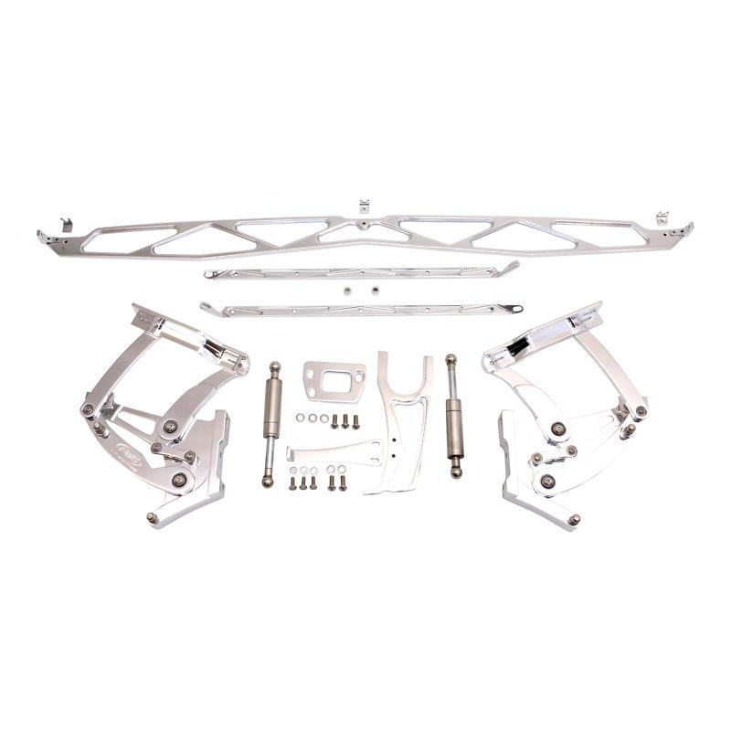 1957 chevy billet hood kit. braces,hood support,hinges,polished. made in u.s.a.