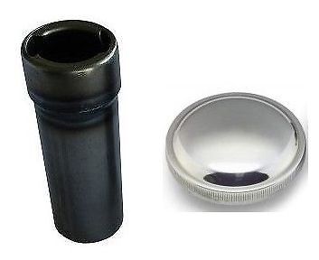 Non-vented chrome cap &amp; 6" tall heavy duty steel fuel tank filler neck weld on
