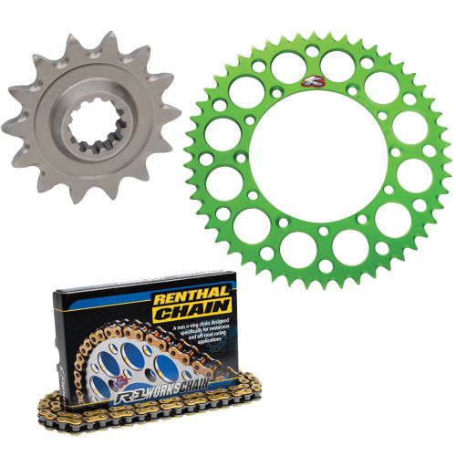 Renthal 520 chain &amp; 14-49 sprocket kit green for 1992-1998 kawasaki kx250
