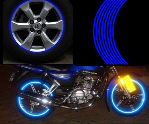 Blue 18" motorcycle car wheel rim reflective metallic stripe tape decal sticker