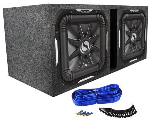 2) kicker s15l7-2 15" 4000 watt l7 square car subwoofers+vented sub box+wire kit