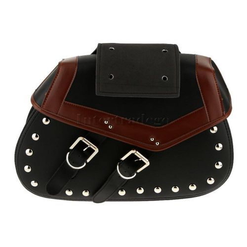 Pu leather motorcycle universal saddle bags pannier luggage sportster left