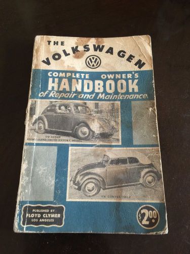 Rare vw volkswagen complete owner&#039;s handbook 1957 original by clymer