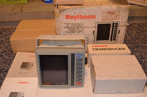 Raytheon v800 color echo sounder new in original box with 2 transducers &amp; wires