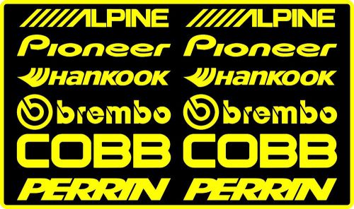 100 mm alpine, pioneer, hankook, brembo, cobb, perrin car sticker decal #sk-010y