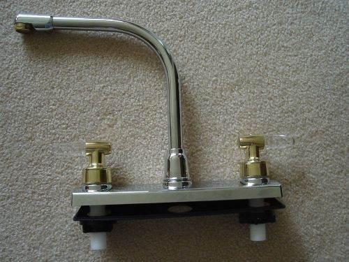 Rv marine kitchen sink faucet chrome with brass/clear handle camper trailer