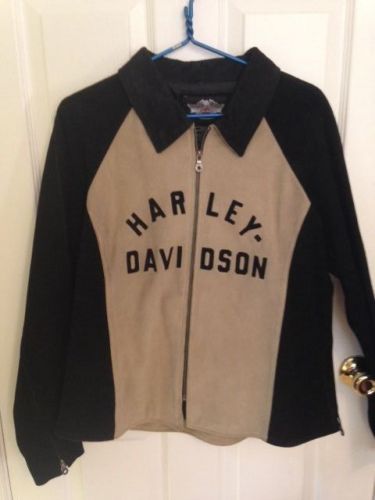 Harley davidson women&#039;s suede leather black &amp; tan jacket size xl