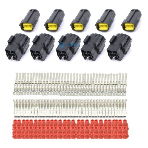 5 kit 2 pin way 1.8mm vehicle waterproof wire connector plug awg terminals case