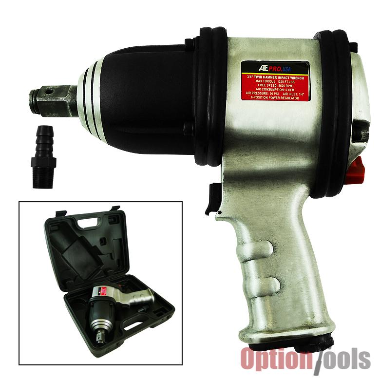 3/4" air impact wrench twin hammer high torque power 1220ft/lb reversible tool