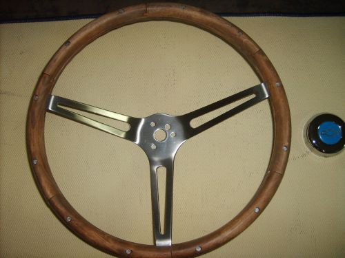 Grant classic steering wheel, walnut wood, stainless steel, 15&#034; dia.