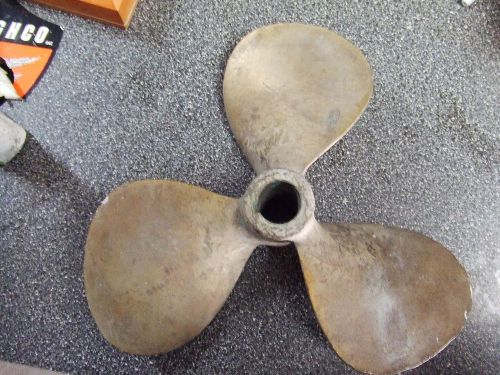 Vintage brass boat propeller-counter rotation, 1 1/4 inch post-10 in diam,3 tal