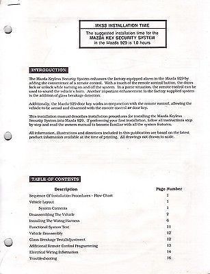 Mazda 929 keyless owner &amp; installation manual