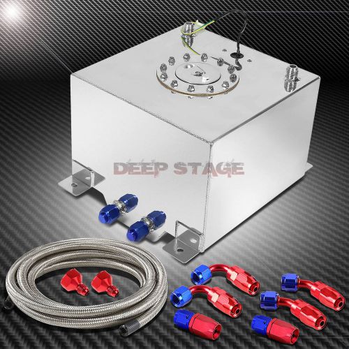5 gallon polished aluminum fuel cell tank+cap+level sender+steel oil feed kit