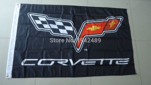 Chevrolet corvette 3 x 5 black polyester banner flag great for your man cave!!!