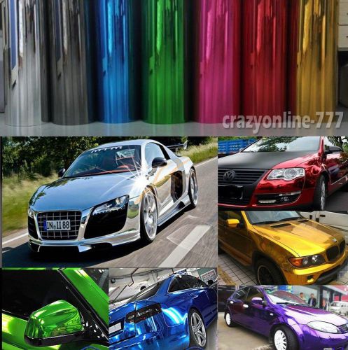 Full roll - car glossy mirror chrome vinyl wrap vehicle sticker sheet air free