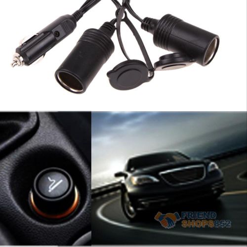 12v car cigarette lighter 2-way double plug extension power cable socket cord