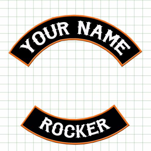 2 set custom 16&#034;+13&#034; rocker 2pcs biker vest embroidered rockers top&amp;bottom xxl