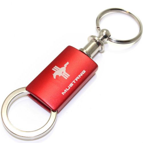 Ford mustang tribar red logo metal aluminum valet pull apart key chain ring fob