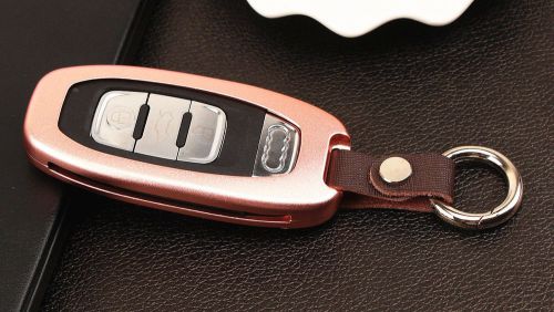 Aluminium rose gold smart remote key cover case fob shell holder audi w/ keyring