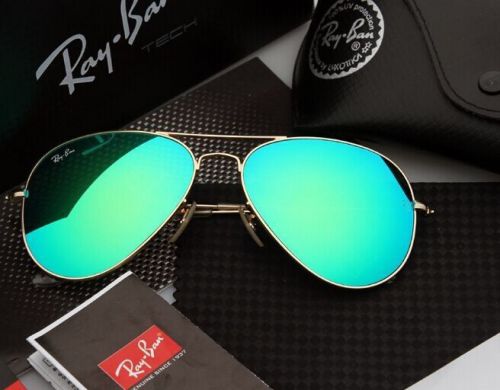 Fashion new men women aviator sunglasses gold frame green mirror lens a04