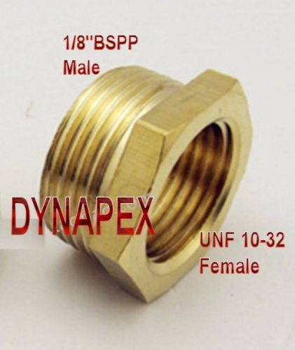 Reducer 1/8&#034; bspp male to unf 10-32 female brass adapter bushing fitting pu-9l