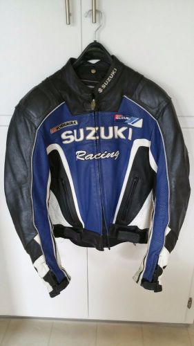 Genuine oem suzuki leather motorcycle racing jacket youth size 44 pre-owned nice