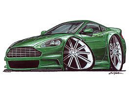Aston martin db9 cartoon car t-shirt bond vantage vanquish rapide v12 dbs dbr9