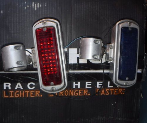 Harley police whelen engine guard cast aluminum pedestal led model 500 lamp pair