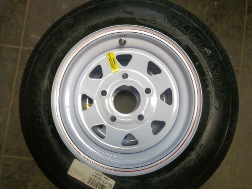 Two 480x12 load range c carlisle boat trailer tires on 5 on 4 1/2" wheels