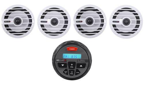 (4) mb quart nkf116 6.5&#034; 200w nautic marine boat audio speakers+gmr-1 receiver