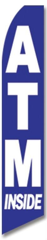 Atm swooper sign feather flag 15'  flutter advertising bow banner only -blue *