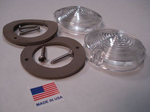New 1967 1968 mustang parking light lenses w/gaskets ss screws made in usa