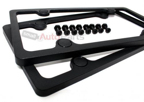2 matte black plastic abs license plate frames/bolts/caps kit for auto-car-truck