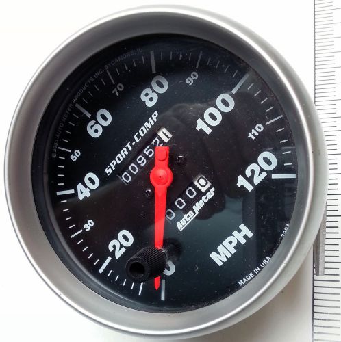 Very nice autometer 3994 sport-comp analog series 120 mph 5&#034; speedometer w trip