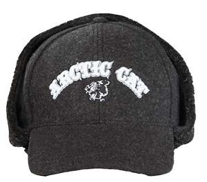 Arctic cat wool hat cap w/ earflap - black / gray, 5243-093 5243-094