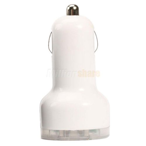 Mini bullet dual usb 2 port car charger adapter for iphone 4 4s ipod touch white