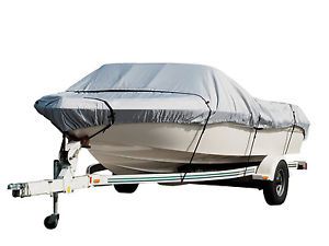New komo boat cover, heavy duty trailerable 12-14&#039;, grey, free storage bag
