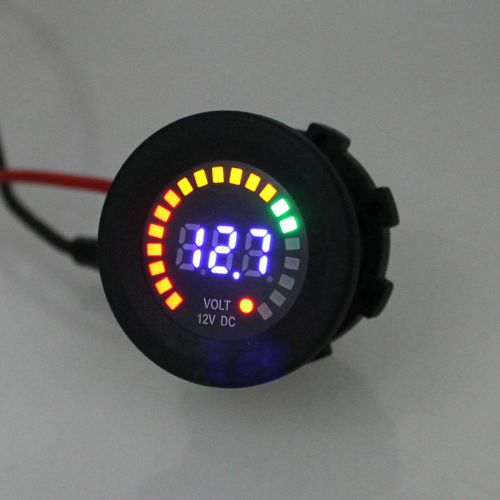 Car motorcycle waterproof led digital panel display blue voltmeter voltage volt
