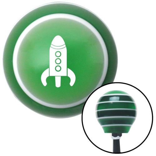 White rocketship green stripe shift knob with m16 x 1.5 insert 671 bbc racing