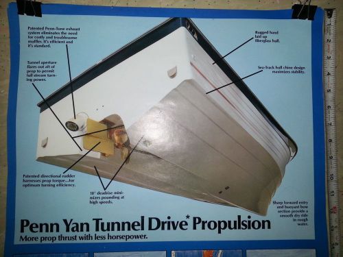 Vintage penn yan boat tunnel drive poster 25&#034; x 18&#034;  - collectible sign