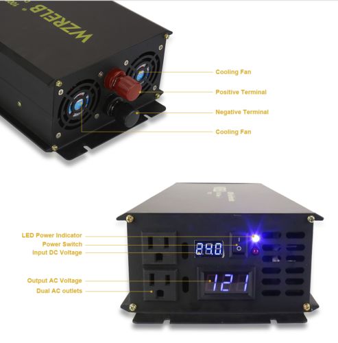36V Pure Sine Wave Inverter 1500W Power 110V 120V AC Converter Solar Motor Home, US $175.75, image 8
