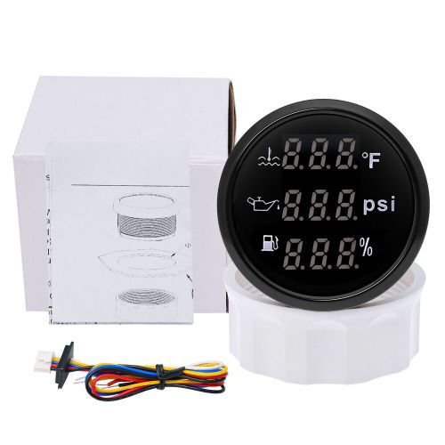 52mm 3 in 1 Multi-Function Car Digital Water Temp ℉ Oil Pressure PSI Fuel Gauge, US $28.89, image 9