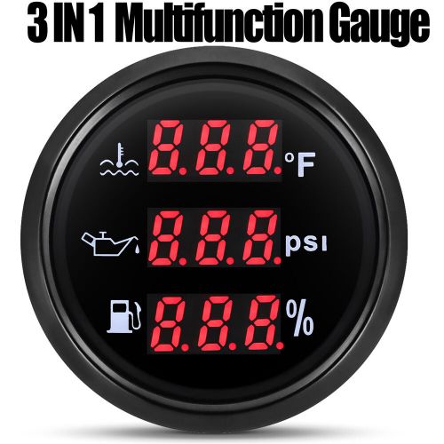 52mm 3 in 1 Multi-Function Car Digital Water Temp ℉ Oil Pressure PSI Fuel Gauge, US $28.89, image 10