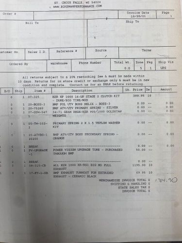 2016-2023 polaris rzr xp 1000 full bikeman performance exhaust &amp; clutch kits