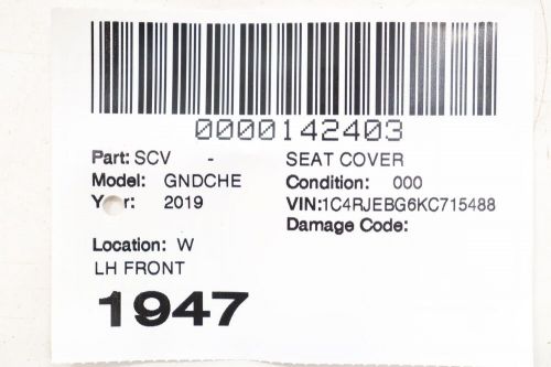 2019 JEEP GRAND CHEROKEE Seat Cover Lh Front 1un81dx9ab, US $76.00, image 5