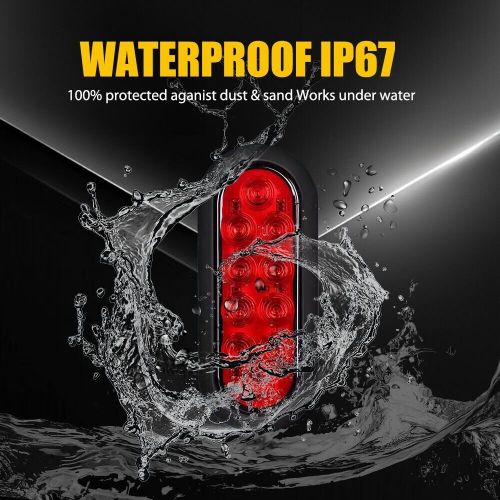 4X 6Inch Oval Trailer Tail Light with flush Mount Grommets Plugs w/Mounting RED, US $54.99, image 2