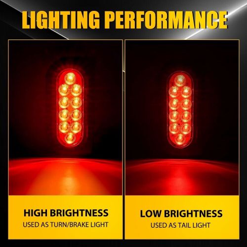 4X 6Inch Oval Trailer Tail Light with flush Mount Grommets Plugs w/Mounting RED, US $54.99, image 3