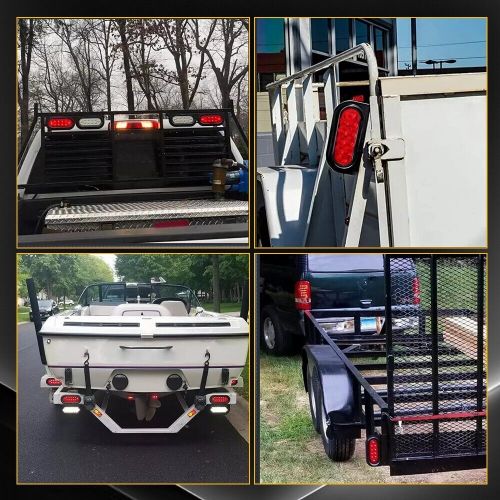 4X 6Inch Oval Trailer Tail Light with flush Mount Grommets Plugs w/Mounting RED, US $54.99, image 6