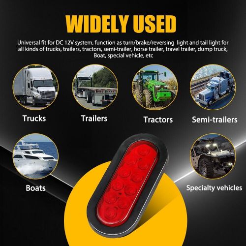 4X 6Inch Oval Trailer Tail Light with flush Mount Grommets Plugs w/Mounting RED, US $54.99, image 9