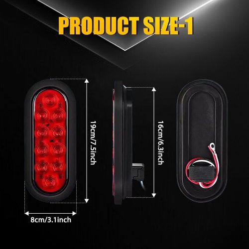 4X 6Inch Oval Trailer Tail Light with flush Mount Grommets Plugs w/Mounting RED, US $54.99, image 10